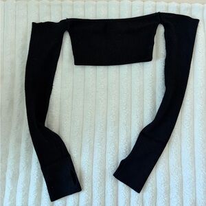 Edikted Black Off-Shoulder Long Sleeve Crop Top